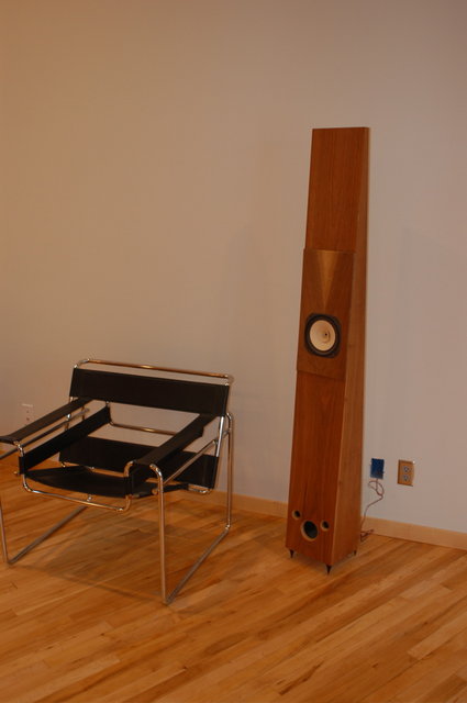 Abby clones....kind of. - Pair of TWQT speakers, sort of Abby clones sans the round baffle. These are veneered in Cherry with bookmatched solid American Black Walnut baffles harvested locally. This pair uses FE167E driver.