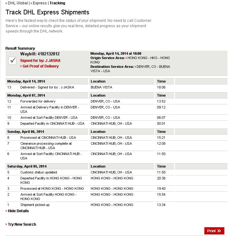 Proof of delivery