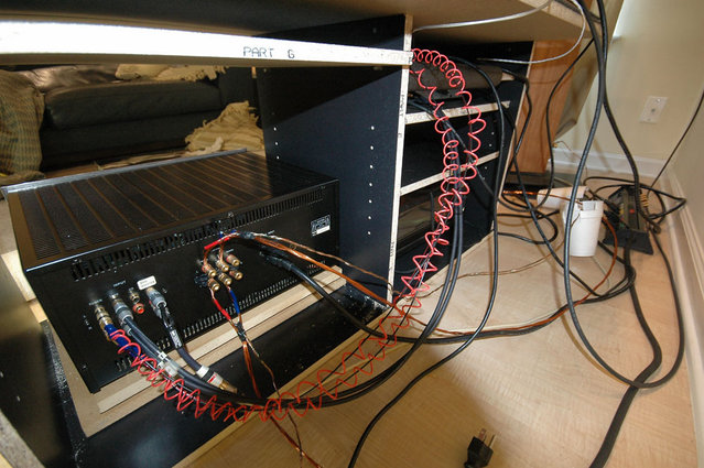 back of amp - 30 ga Mag wire IC & multiple mag wire for spkrs (8-18ga. for bass. & 8-22ga., 4-26 ga. for high end)