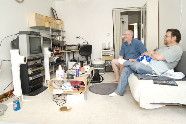 Brad and Occam (Paul) listening to my second/TV system.