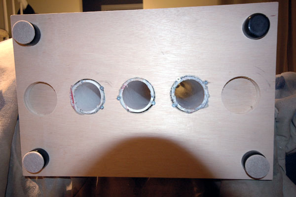 room lens base - predrilled 2 more holes incase I decided to add more tubes later