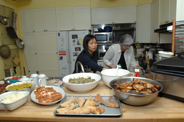 Women preparing the food for the rave
