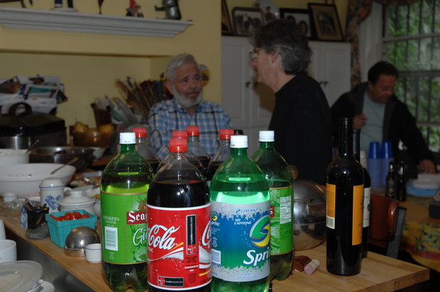 Non alchoholic drinks and some folks in the background