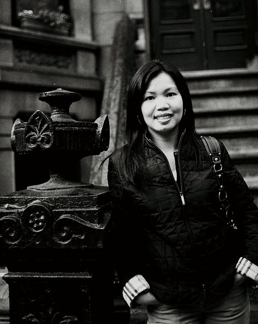 My Wife - Lynn in front of Paul's stoop in Park Slope.
