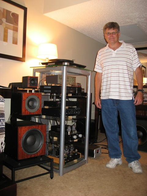 James M. Harrell, Jr. PE with his Jumping Cactus Loudspeakers - Per James, "A highly recommended upgrade is to include an electronic crossover from Marchland Electronics and Tri-Amp the Jumping Cactus Speakers, along with a separate Subwoofer. The fully assembled and tested unit is "XM 44-4AA Electronic crossover, 4-way model" (Their price list is included on their website)."