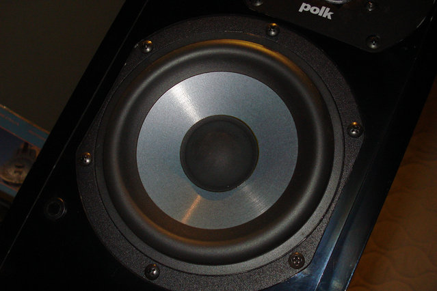 a close up of the mid-woofer