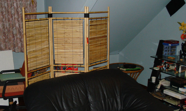 room divider by ikea....a simple and cheapo sound diffuser..