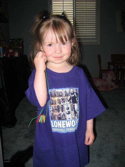 Easton in her AC shirt! - My eldest daughter Easton, wearing her new Audio Circle shirt!