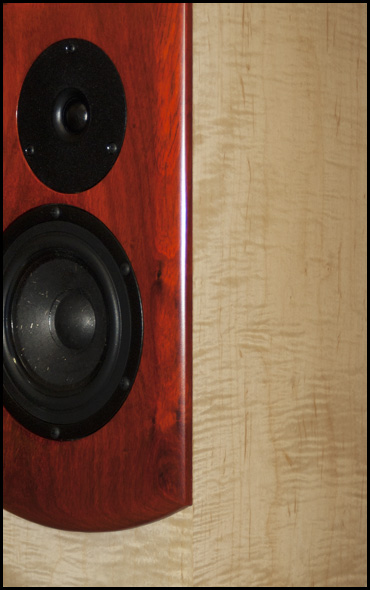 close up of padauk baffle