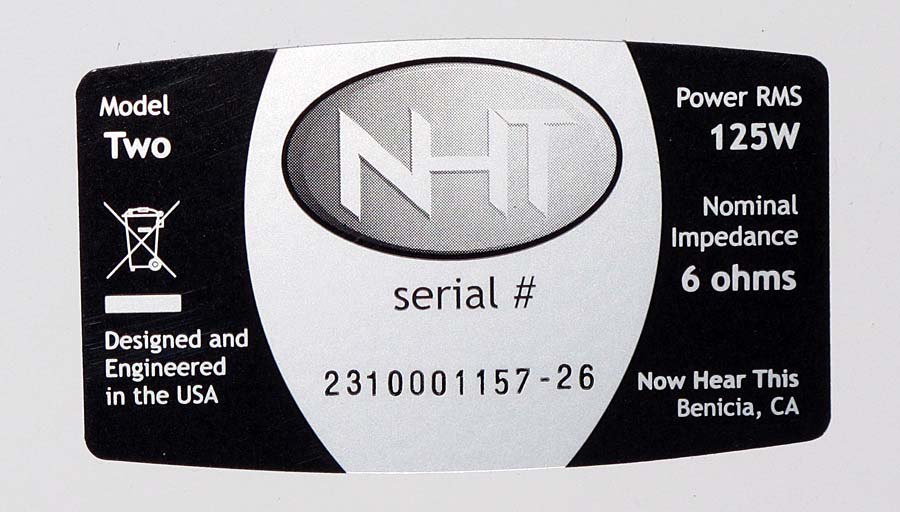 NHT 2 Serial Number 1