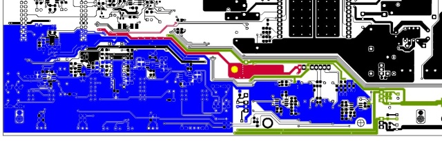 Blue indicates signal ground, red indicates analog ground, yellow indicates grounding screw to chassis, and green indicates 5 volts supply.
