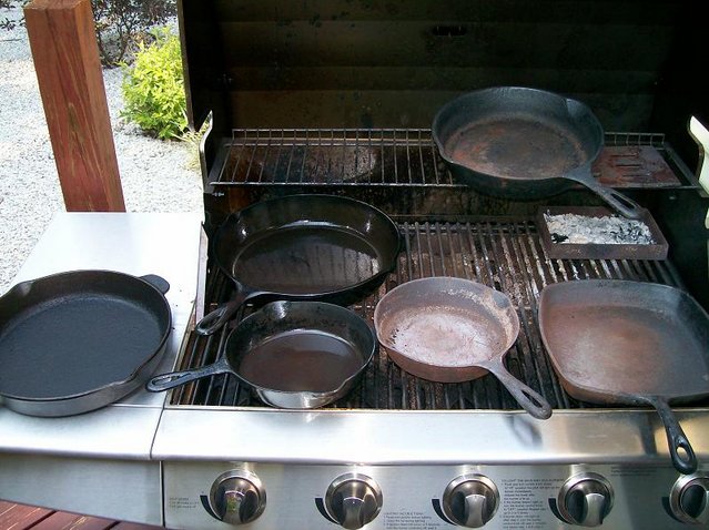 More Cast Iron - Left: My old "horse"
The five on the right are in various stages of repair.