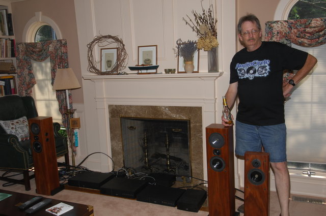 Chris next to the Royds speakers