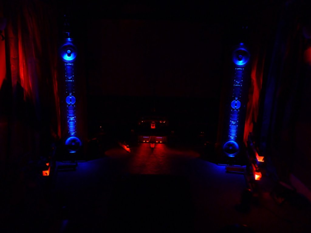Blue Speakers a large