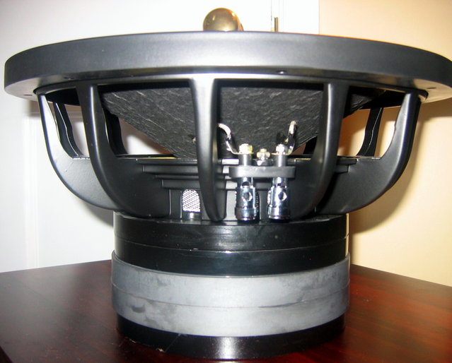 XJ12 side view - Paper Cone- Venezuela Basket - XBL2 Brahma Motor - 27 to 29 mm X max - Qts ~ 0.6 - Ideal dipole subwoofer