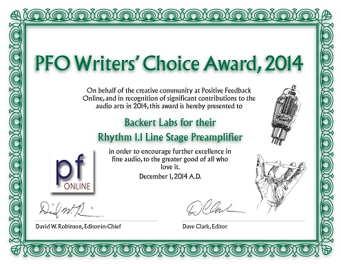 Positive Feedback Award, Backert Labs Rhythm 1.1 preamp