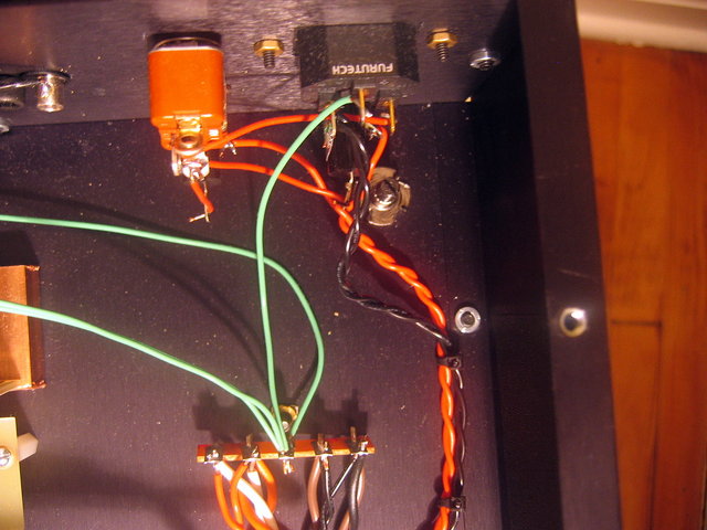 Power wiring detail - Furutech IEC
Nikkai switch
Dual Fuses - 6A each.