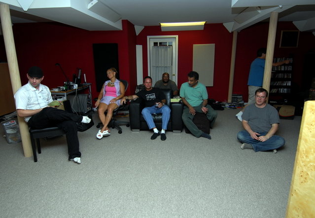 Ravers listening to Andrew's audio mix