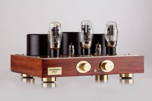The Experience ONE - 2A3 Single Ended Integrated Amplifier

- No Negative Feedback (Global or Local)
- MUNDORF Coupling Capacitors
- ALPS Blue volume control
- Gold plated connectors, knobs and feet
- Wood: Pear

- Tubes: 2A3 x 2, 5UG4, ECC81 x 2
- Power: 4Wpc
- Frequency response: 10Hz-36k Hz
- Input sensitivity: 1Vrms
- Inputs: CD, TUNER, AUX
- Outputs: 4 and 8 ohms
- Size (WxDxH): 15.5" x 10.25" x 6.25"
- Weight: 28 lbs
- Input voltage: 120V (230V available on request)
- Input power: 150VA