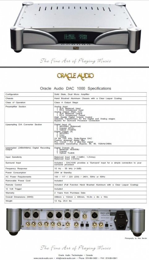 Oracle DAC/Pre Flyer specs