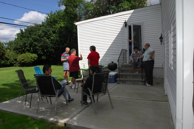 Hanging out in Andrew's backyard