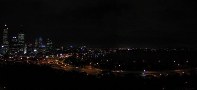 Perth city skyline from the top of Kings Park, Western Australia.