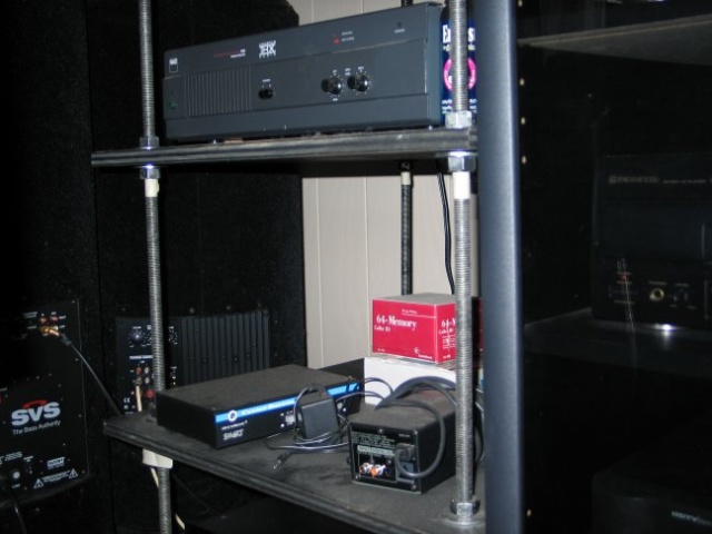 NAD 2400 THX, below -- unused Smart Devices CS-3X, Jr. and Sony Demodulator.