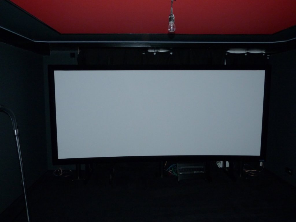 Seymour AV 130" curved Cinemascope screen with Center Stage XD acoustically transparent surface