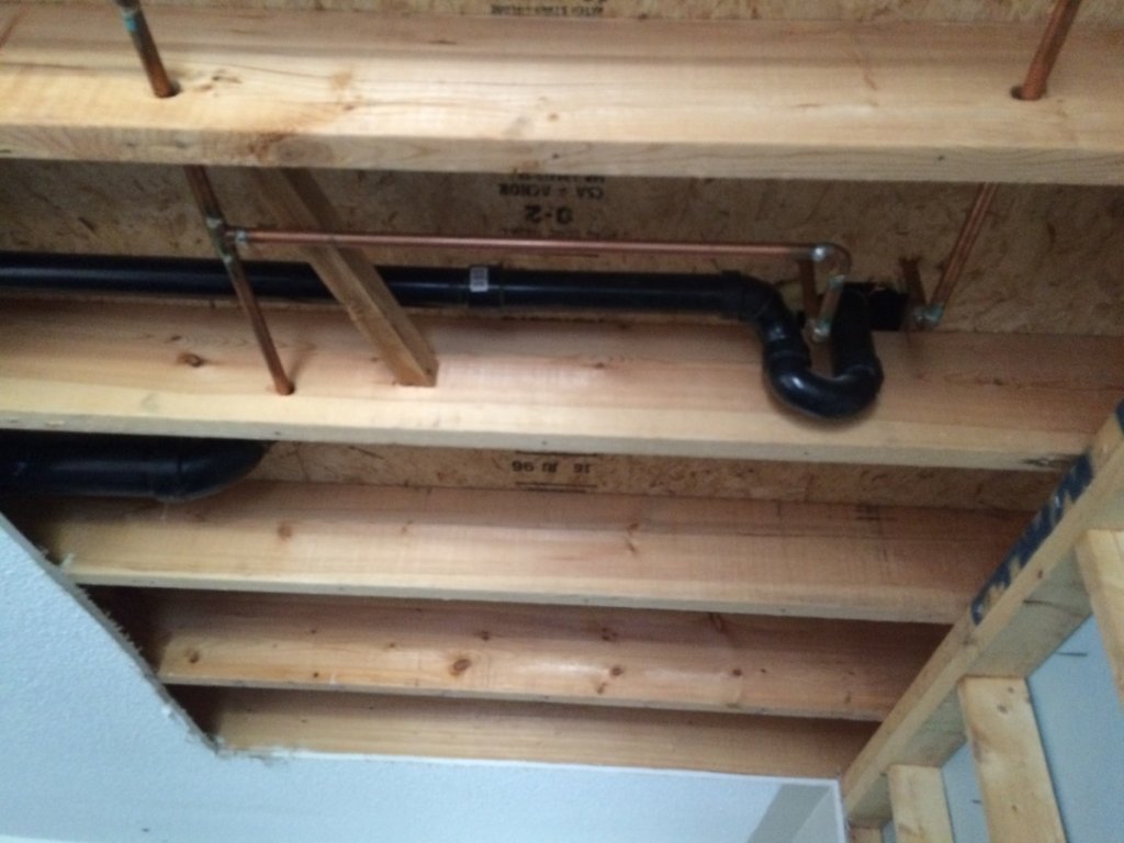 living room ceiling plumbing detail