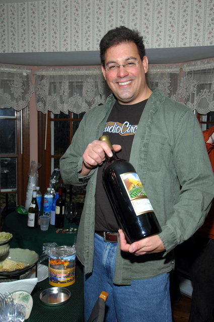 Topround with a large bottle of Avery Lane MERLOT
