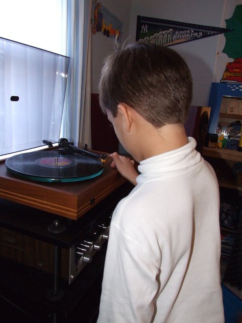 Andrew cueing up the music