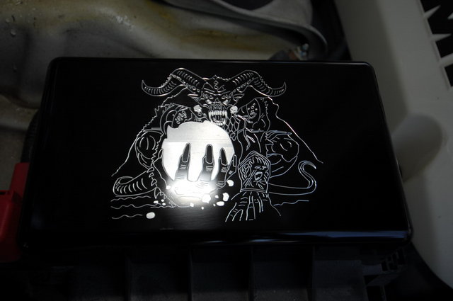 Robin's billet and CNC'd fuse cover. Dio! Nice!