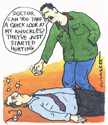 Why a doctor should not answer the door himself, but leave that to his secretary...