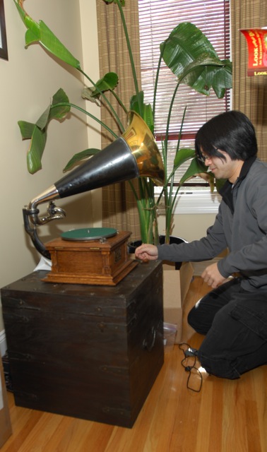 Buddy and his 1920s vintage player