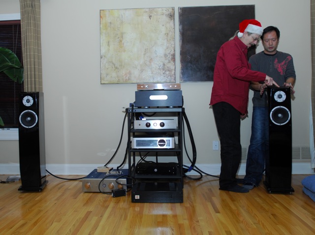 Chris and Phil next to the Focus Audio speakers upstairs setup