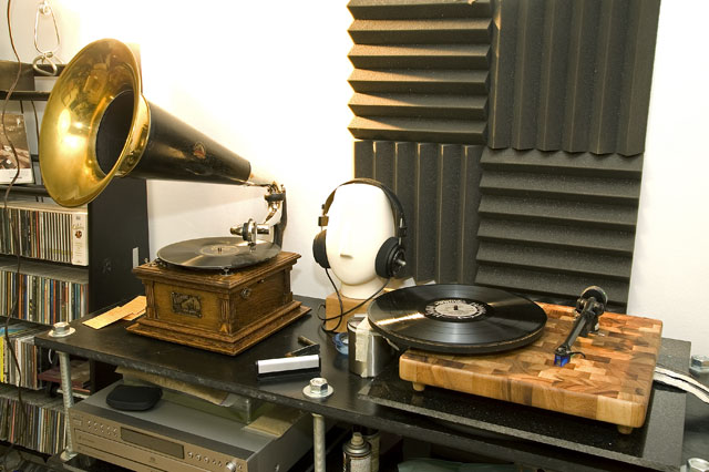 A Century a part. - On my system rack next to my modern's day turntable. 100 years apart but still operate on the same principle. Amazing how far we have come.