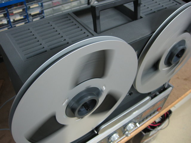 Left, top view, tape playing....