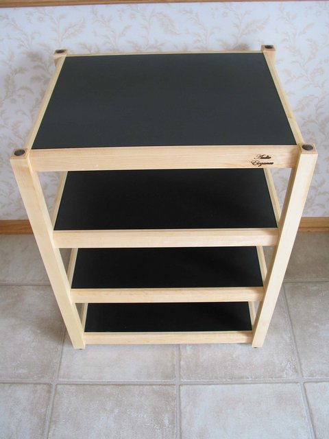 Audio Elegance Rack - Maple rack with black industrial coated MDF shelves
