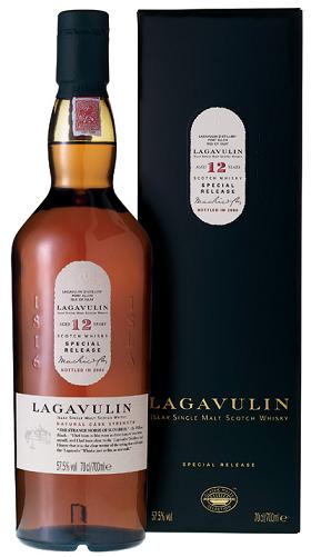 Lagavulin 12 years old. - 57.5% alcohol...
A glass will last all night! 
Strong as an oxe!

Really superb! (My favv!!! Really! This is a must purchase!!!)

I have the Special Release edition. Bottled in 2006