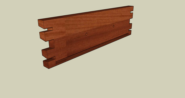 Front panel of dovetailed TVC enclosure - Concept drawing of the front panel for custom TVC preamp enclosure. This image shows the back side of the front panel.