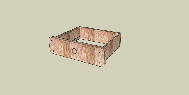 Conceptual drawing of TVC case - Front view of TVC concept in Birds-eye maple.