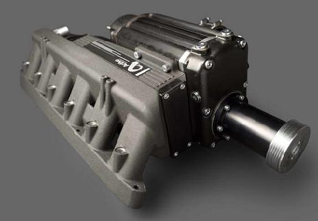 E36 OBD1 - A "twin screw"-charger (Autorotor/Lysholm) 
and a Intercooler and a high-flow cast intake manifold
in one compact package! 
Look at the very narrow runners... neat stuff!