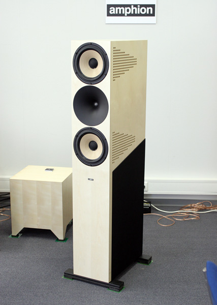 Amphion Krypton 2, This time it's a Finnish/Danish co-project. - The new Krypton speaker. (soundstage photo)
This time it's got a titanium tweeter and new mids.
Well, the designer talk about it here: 
http: /www.audioasylum.com/audio/speakers/messages/26/266265.html
so I'll leave it at that. 
I just love the look of the Krypton! Not heard this one yet, but I'm gonna!! 
Haha!!! 

The sub in the background there is the Impact 500. I've only heard that sub
paired with the Xenon model, and it really does tranform the Xenon that pairing.
I always thought the Xenons were quite dynamic, but with a impact 500 in the mix..
well, it really did transform that speaker into a beast!!