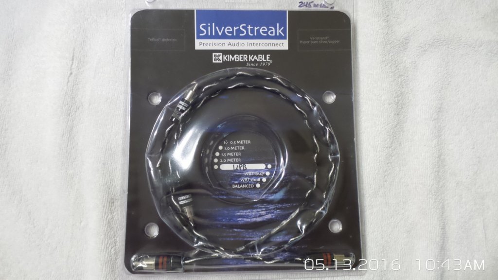 Kimber KABLE Silver Streak 1/2 meter RCA interconnects
