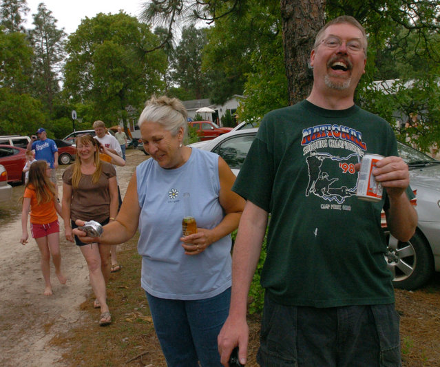 It actually took off!! .. Horn Fest folks watch the rocket launch