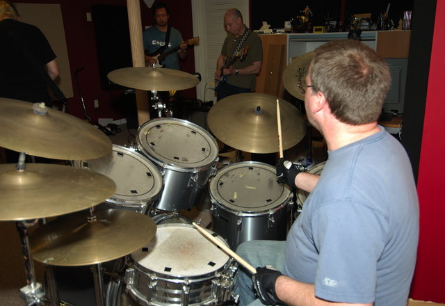Mike on drums