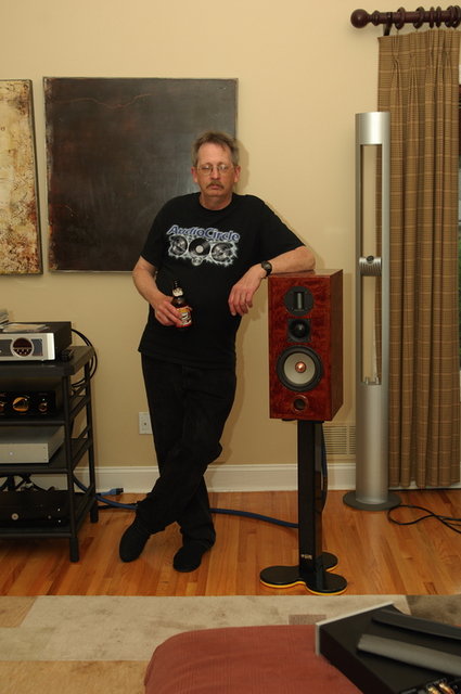 Chris next to Selah Audio Tanzanite