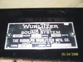 Amp 13 - Amp name plate original Wurlitzer