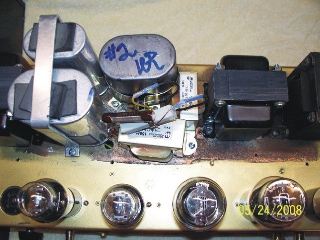Amp 9 - Shows new Hammond powersupply chokes added #156R as second choke in PS and the 158M add as the fieldcoil replacement with 500 ohm resistor added. Also show new Electra-Print PSSS OPT.