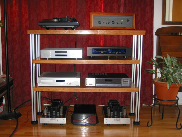I intend to add a fourth shelf for the amps, and reduce the shelf spacing a bit.